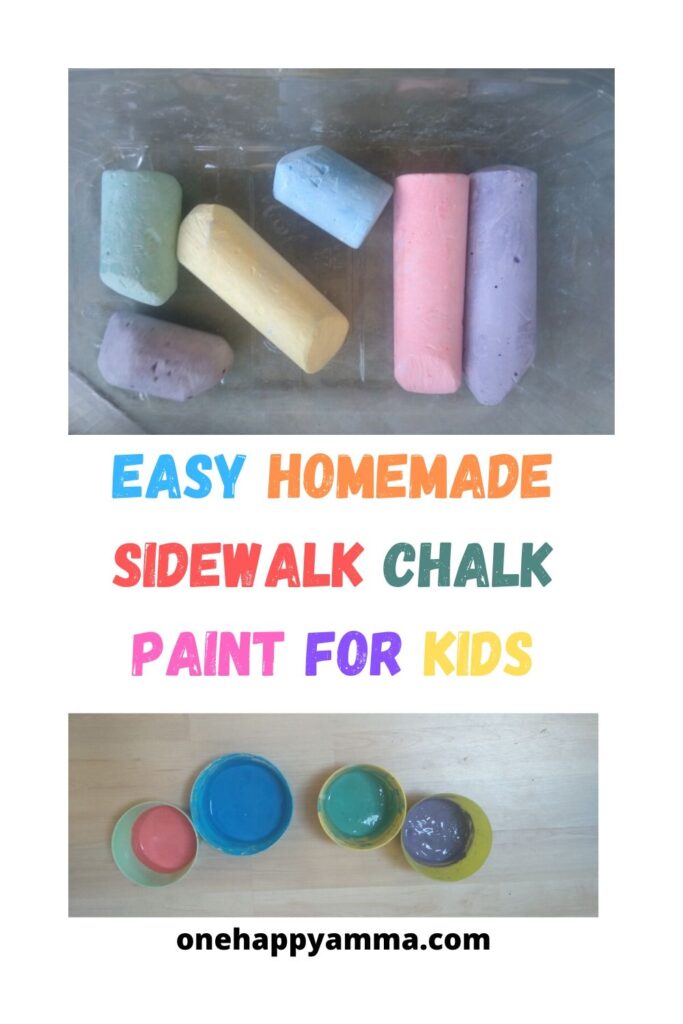 Pinterest Image to make sidewalk chalk paint for kids on One Happy Amma Pinterest Image to make sidewalk chalk paint for kids on One Happy Amma