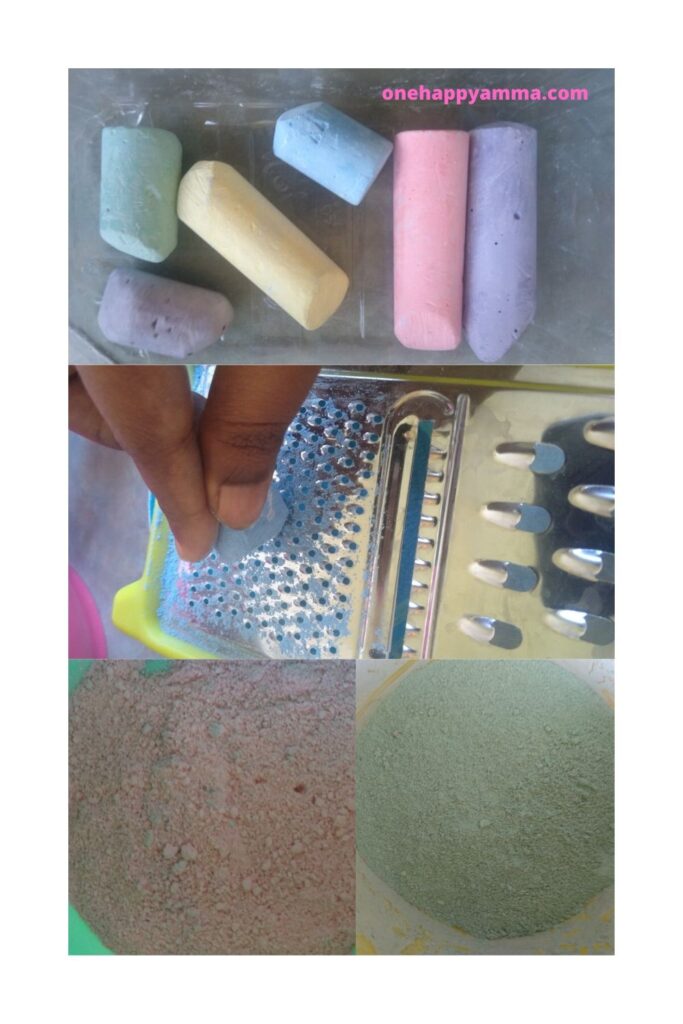 Sidewalk chalk in a bowl, Grating the chalk in a cheesegrater to make chalk powder for 5-Minute Impressive Sidewalk Chalk Paint for Kidsin One Happy Amma Sidewalk chalk in a bowl, Grating the chalk in a cheesegrater to make chalk powder for 5-Minute Impressive Sidewalk Chalk Paint for Kids in One Happy Amma