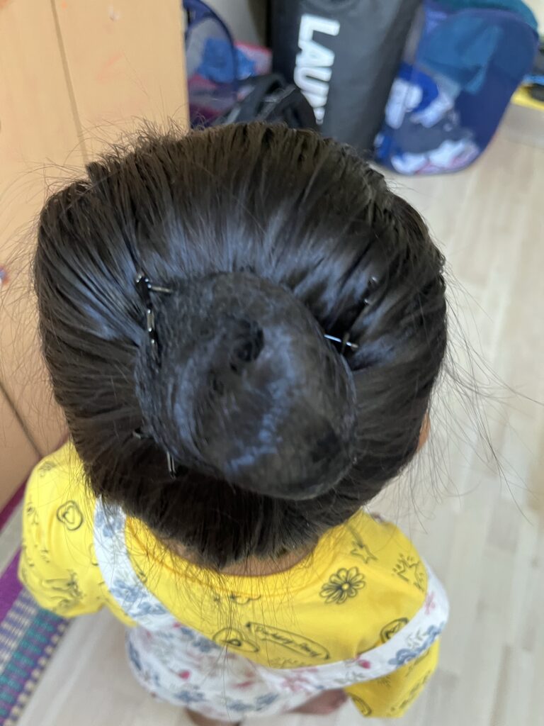 Ballet bun for kid hair style on onehappyamma