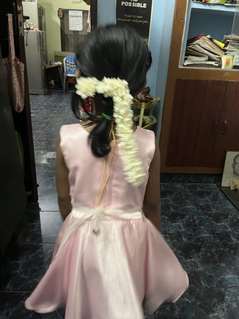 South Indian plait with flowers kid hair styles for onehappyamma